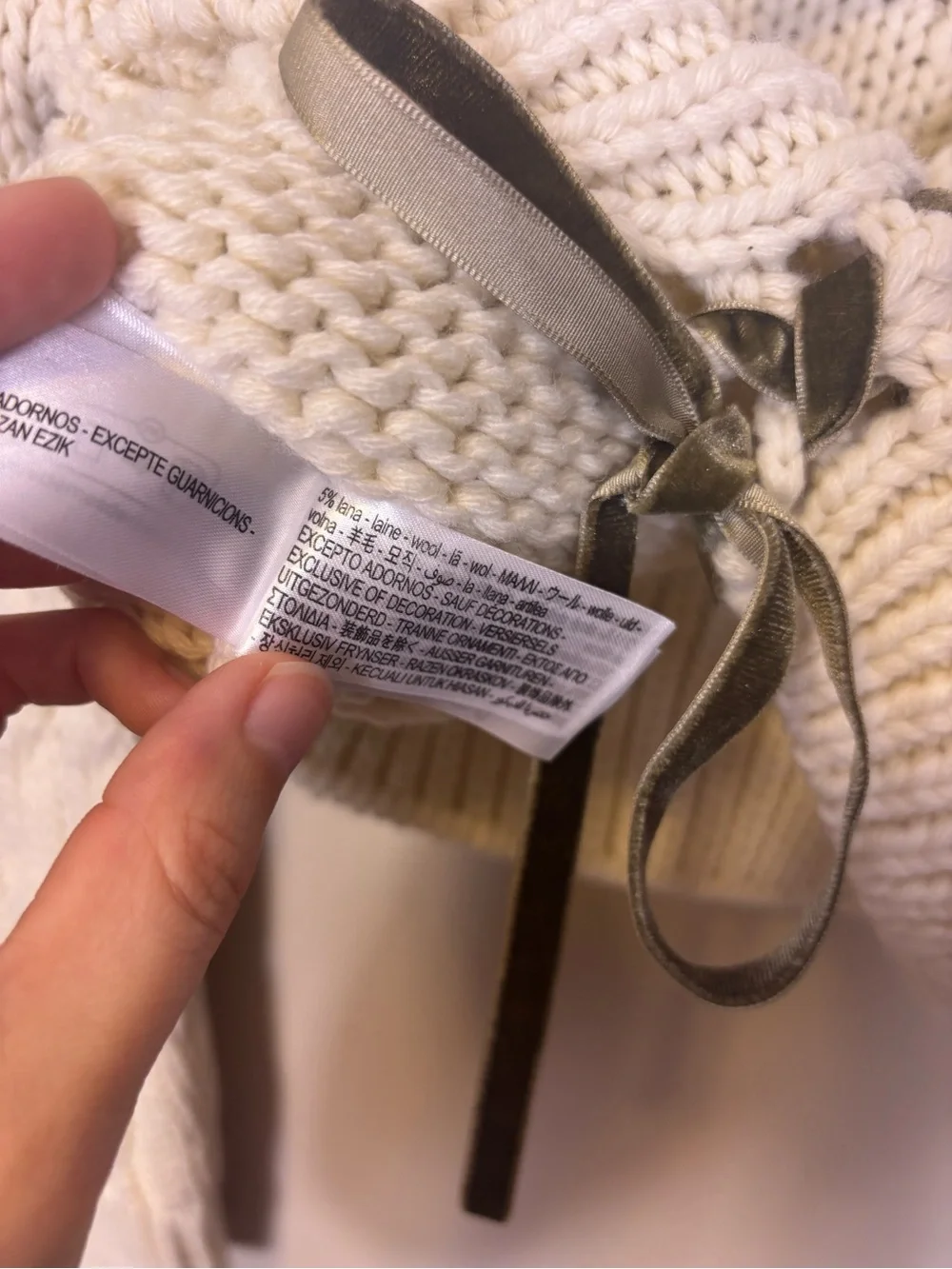 Zara Cream Cable Knit Mock Neck Sweater with Lace Up Back Women’s Small
